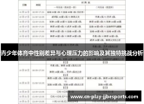 青少年体育中性别差异与心理压力的影响及其独特挑战分析